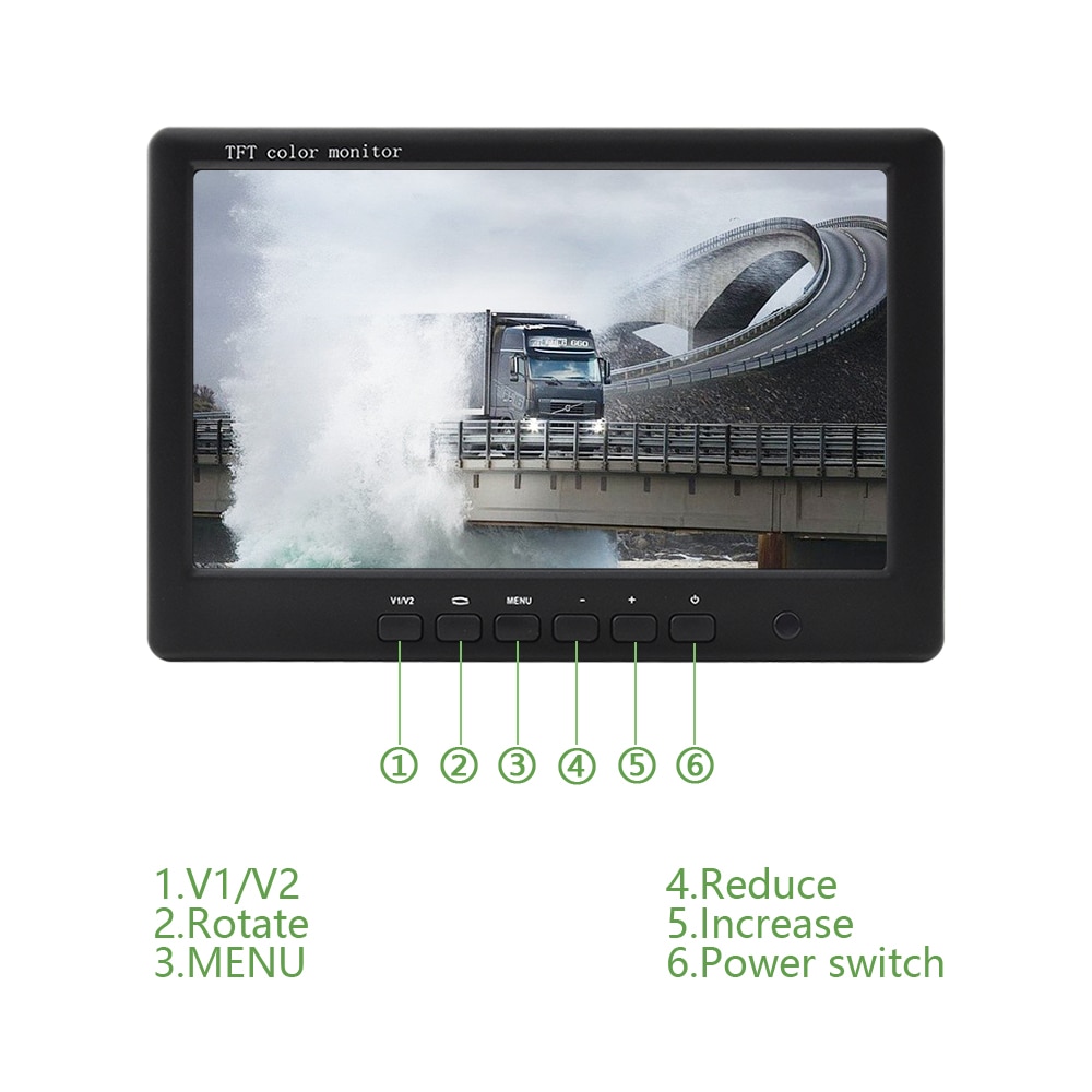 Podofo Car Monitor 7" Rear View Monitor Dashboard Display Screen LCD DVD /TV Rearview Parking System Monitors for Cars/Bus/Truck