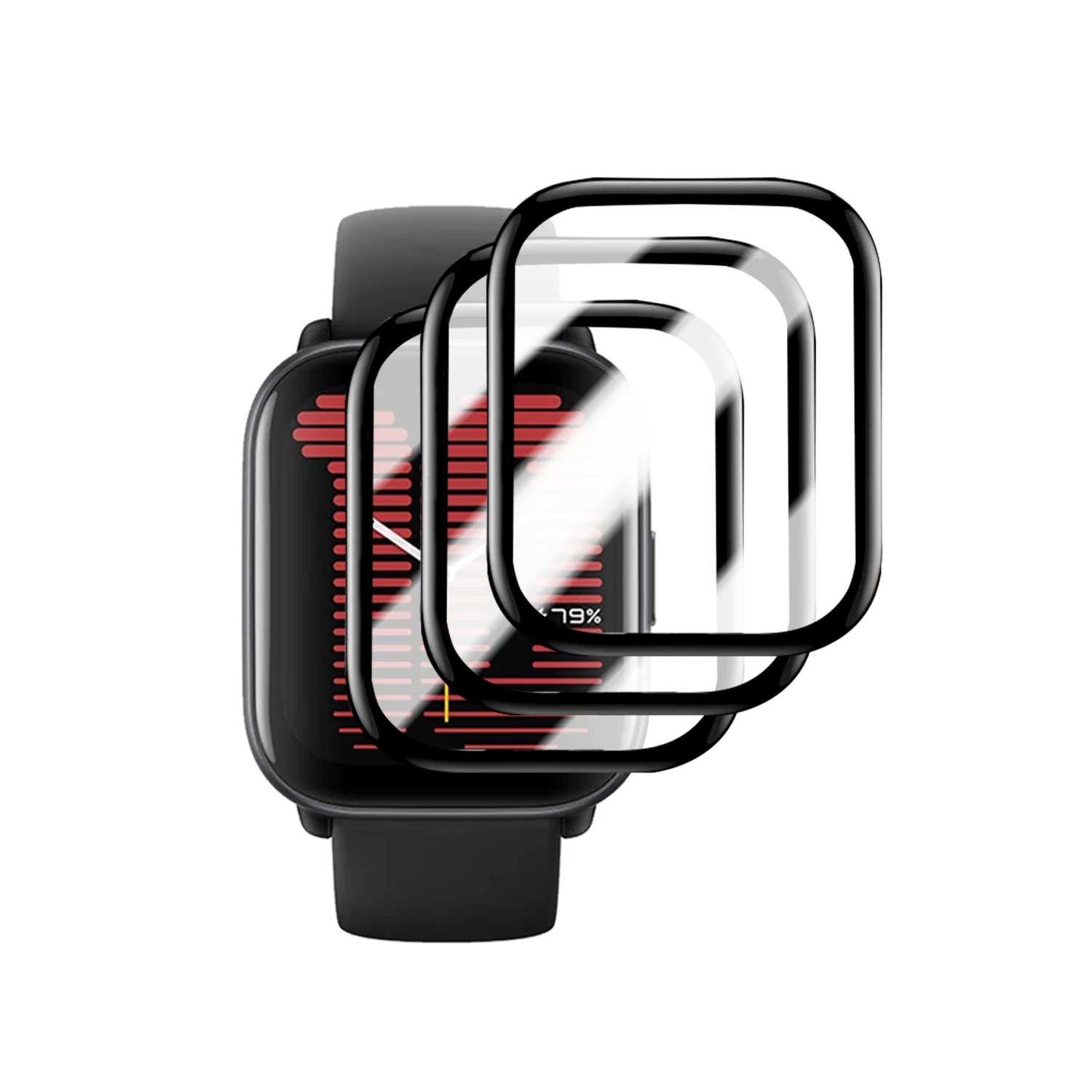 Flexibele schermbeschermer met volledige dekking voor Amazfit Active Anti-kras horlogeaccessoires voor Amazfit Active HD-beschermfolie: Black Yellow