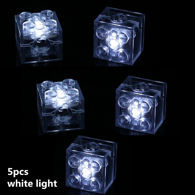 5pcs 2x2 dot LED Light Up Colorful Accessories Classic Brick Education Light-Emitting Compatible All Brands Building Blo: B