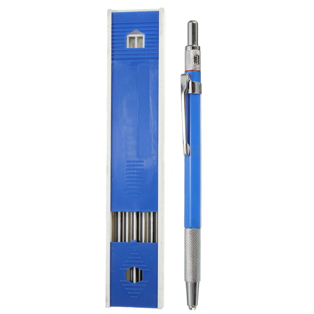 2B Mechanical Pencil &amp; 12 Lead Core 2mm Lead Core Drawing Metal Pencil School Office Work Stationery Pens &amp; Writing Instruments