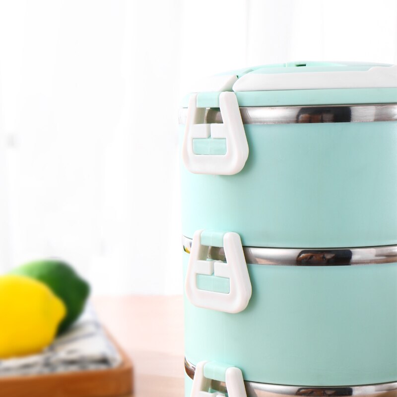 Container Stainless Steel Thermal Lunch Box Layers Sealed Grid Hidden Hand Tableware Students Adult Lunch Box