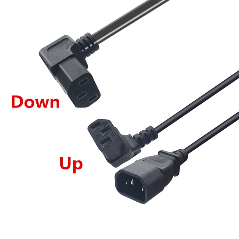 IEC 320 C14 Männlichen zu C13 Weibliche PDU/UPS Verlängerung Energie Kabel Stecker hoch/Unten 90 grad Rechts winkel