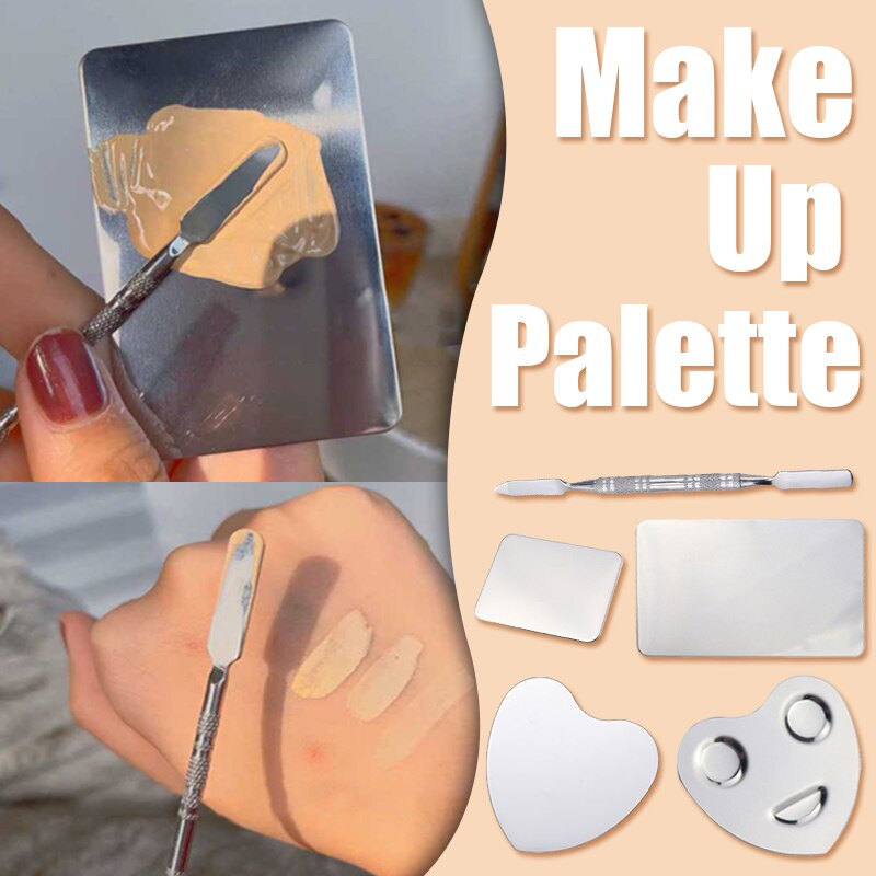 Professionele Rvs Palet Verstelbare Ring Nail Foundation Make-Up Gel Mengen Verf Manicure Vinger Kleur Plaat Tool