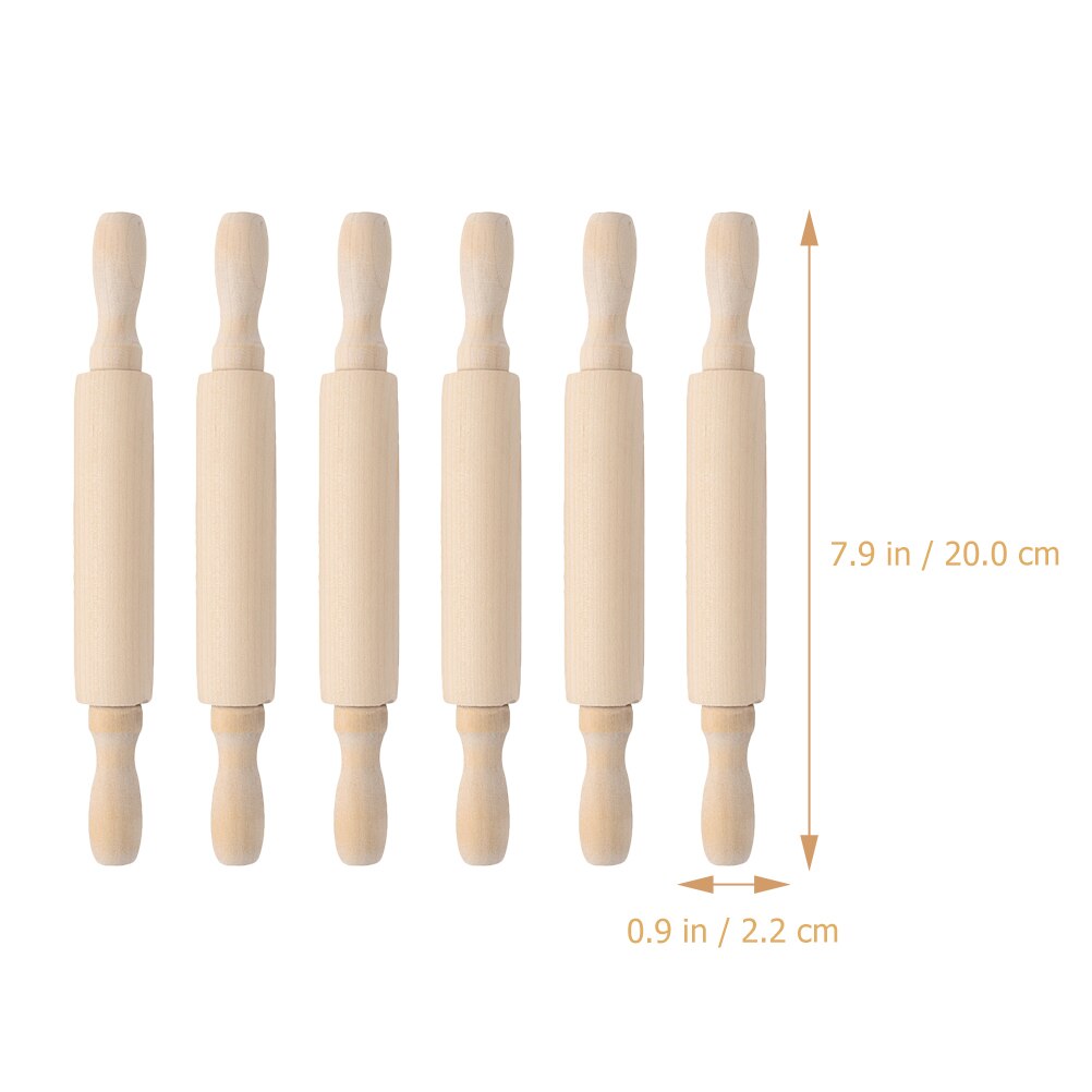 6Pcs Mini Rolling Pin Small Rolling Pin Children Kitchen Tools Mini Rolling-pins for Crafts