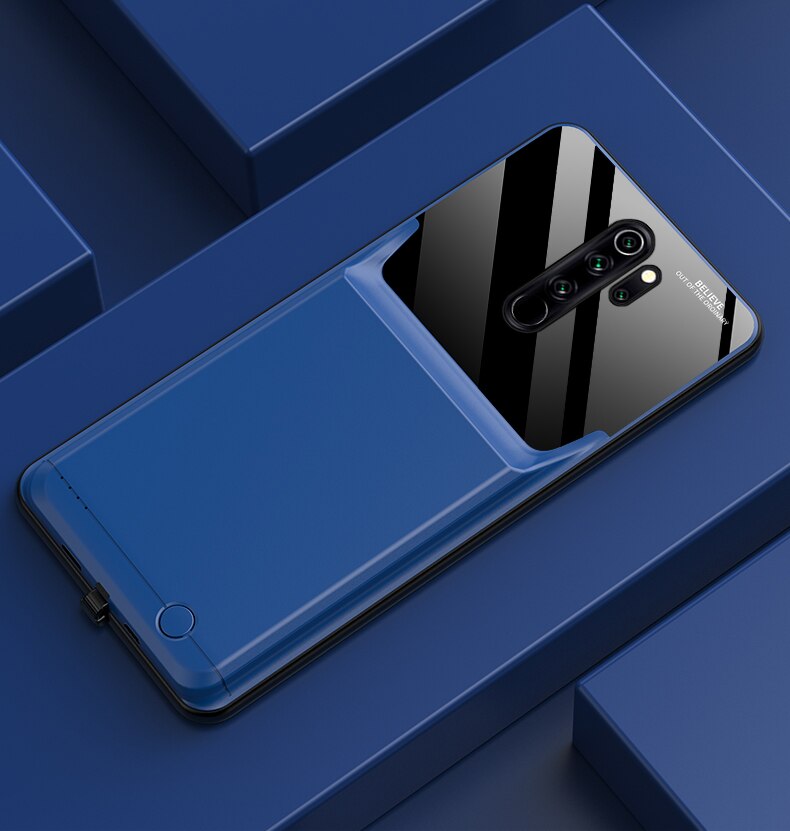 Kqjys 6000mah powerbank bateria de carregamento capa para redmi nota 8 pro caso da bateria portátil carregador de bateria casos para redmi nota 8: Blue For Note 8 Pro