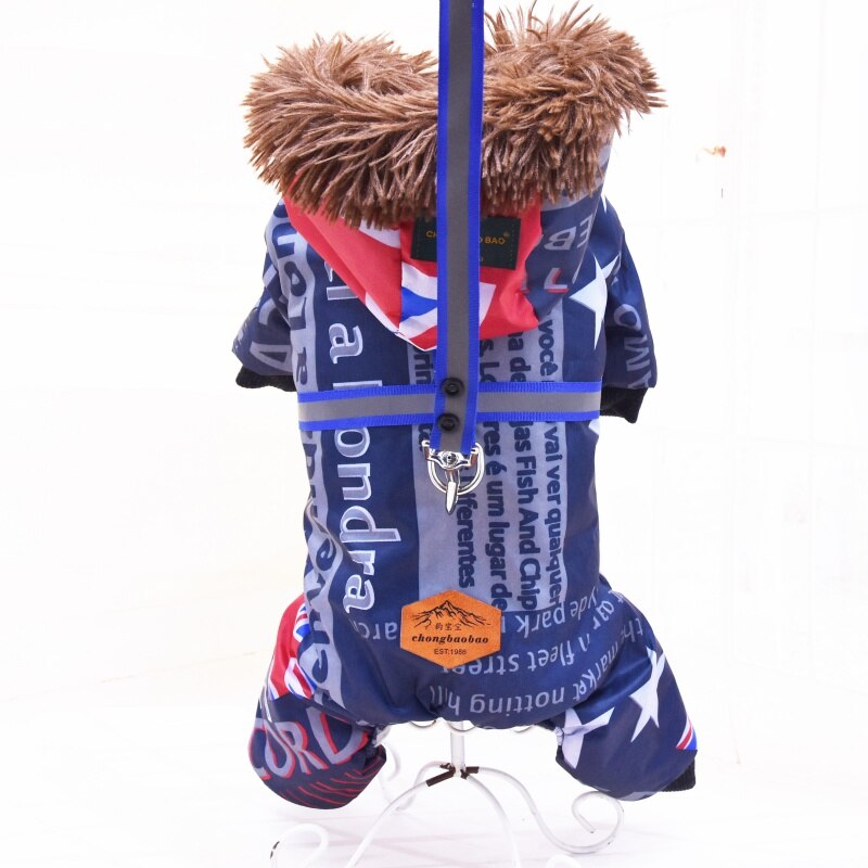 Winter Pet Warm Thickened Four-legged Down Jacket With Tow Rope Jacket Thicker Cotton Coat Dogs Pet Clothes: B / 3