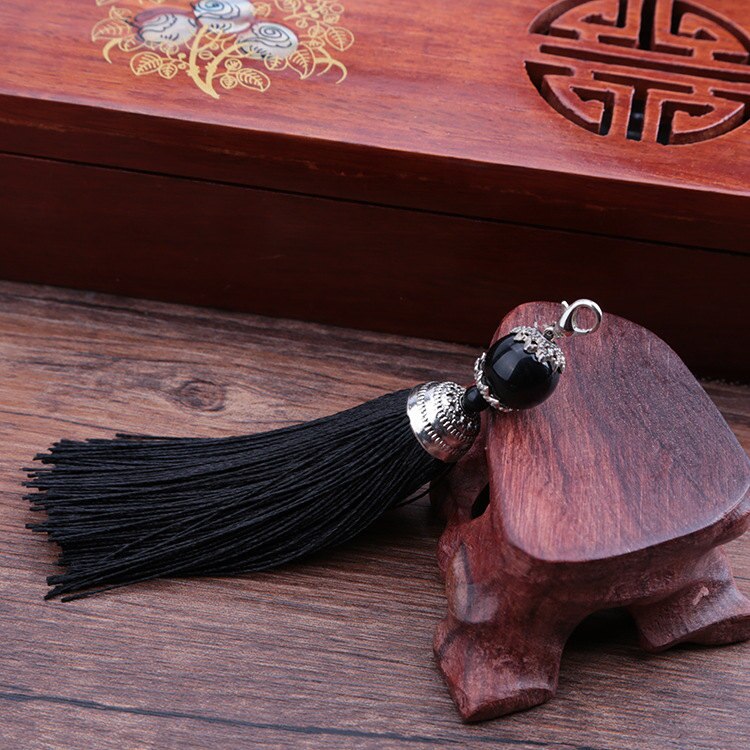 Pendentif à franges en mousqueton, 5 pièces, DIY, bijoux pour rideaux, accessoires décoratifs pour vêtements, sac pour clés de voiture, pompon artisanal pendentif: Black