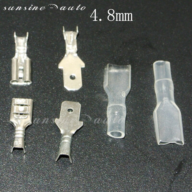 200PCS 6.3mm 4.8mm 2.8mm Crimp Terminal 50 Female Spade Connector + 50 Male Spade Connector+ 100 Case