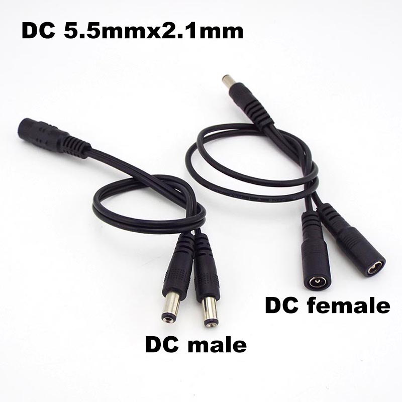 2 way DC Power adapter Cable 5.5mmx2.1mm 1 male to 2 female 2 Male Splitter connector Plug extension for CCTV LED strip light