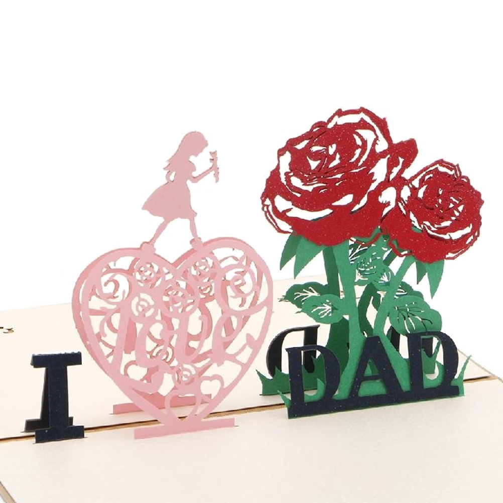 1 tarjeta de felicitación creativa del Día del Padre 3D Pop Up I Love Dad hecha a mano mejor deseo Kirigami manualidades de papel para tarjetas para