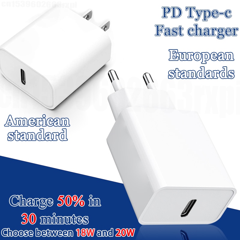 Fast Charger Type C For iPhone 11Pro Max 12 Pro 12Pro Samsung S21 Ultra S 20 21 Xiaomi 11 Redmi Apple Huawei 18W 20W USB-C 3.0