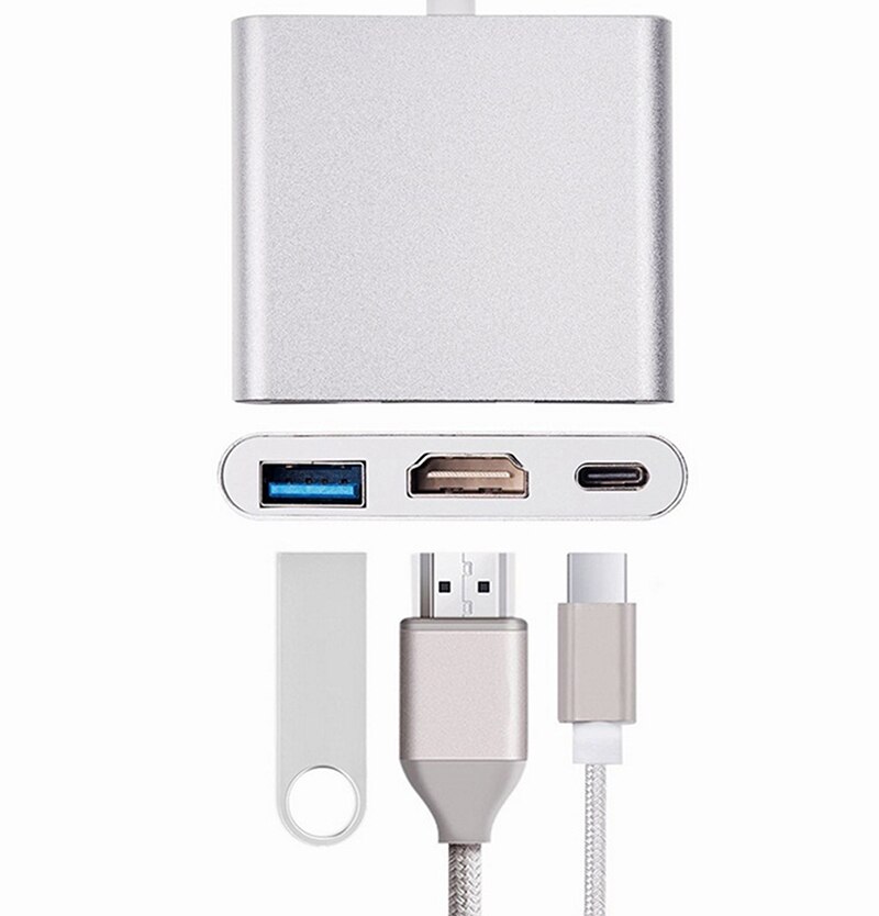1Pcs Hdmi-Compatibel USB3.0 Pd Vga 3 Adapter Usb Type C Hub Naar Hdmi 4K Voor Macbook huawei Mate Boek En Diverse Mobiele Telefoon