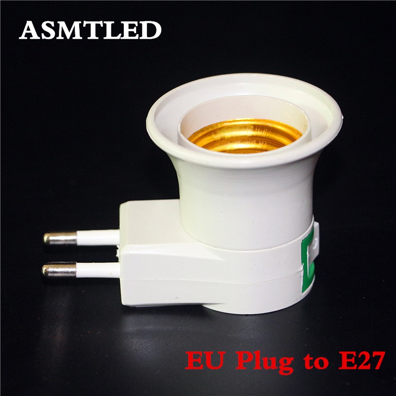 Samlet 1 stk  e27 eu stik adapter med tænd/sluk kontrolkontakt  e27 fatninger lampe base lampe fatning