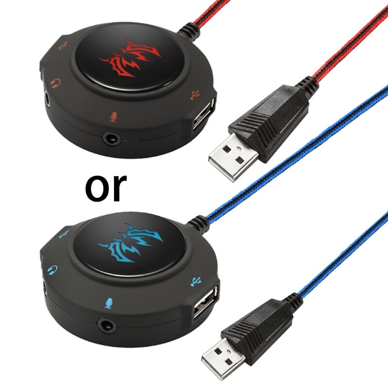 USB 2.0 Hub Sound Card External Adapter with Headphone Microphone Jack for Phone