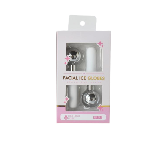 Mini globos de hielo de acero inoxidable, palos criogénicos para cara, ojos, rodillo frío, globo de enfriamiento para hinchazón, arrugas, círculo oscuro, 2 uds.: Plata