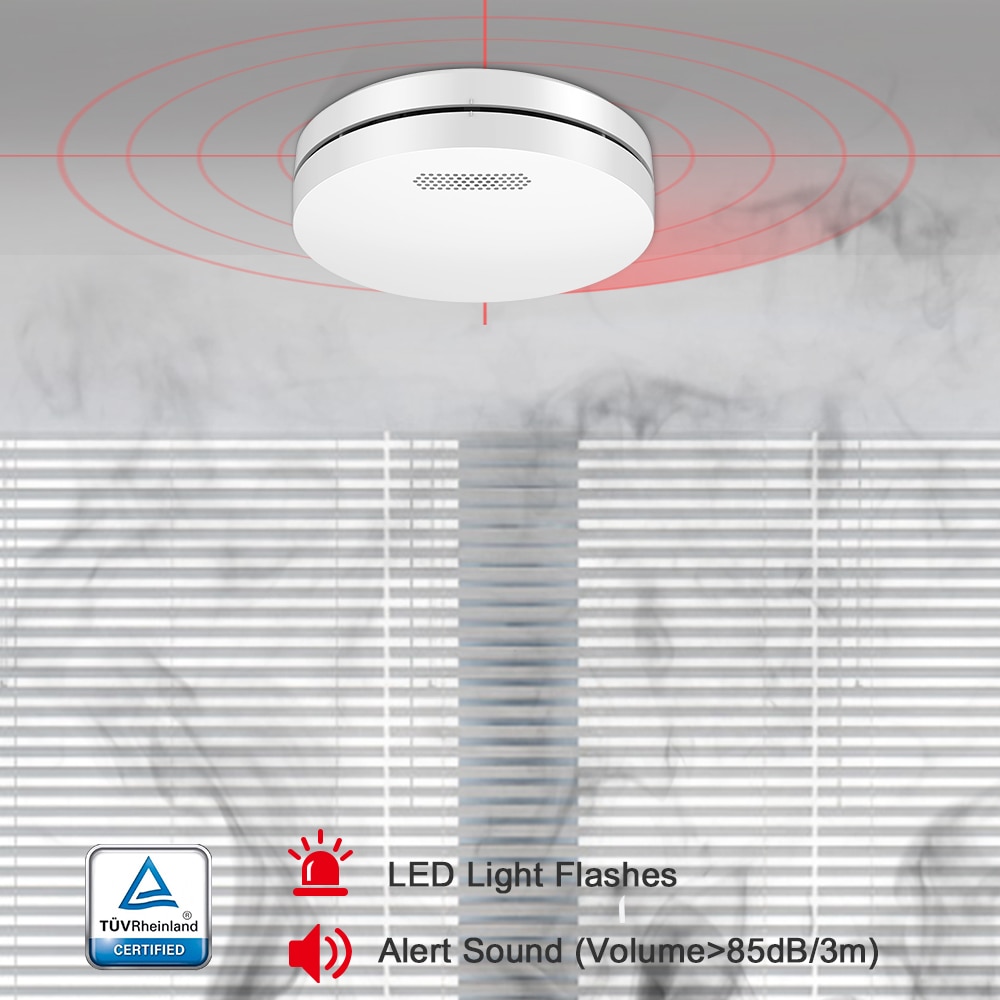CPVAN 433MHZ Interlink Smoke Detector Sensor With CE/TUV Approval Home Security Photoelectric Rauchmelder Fire Alarm