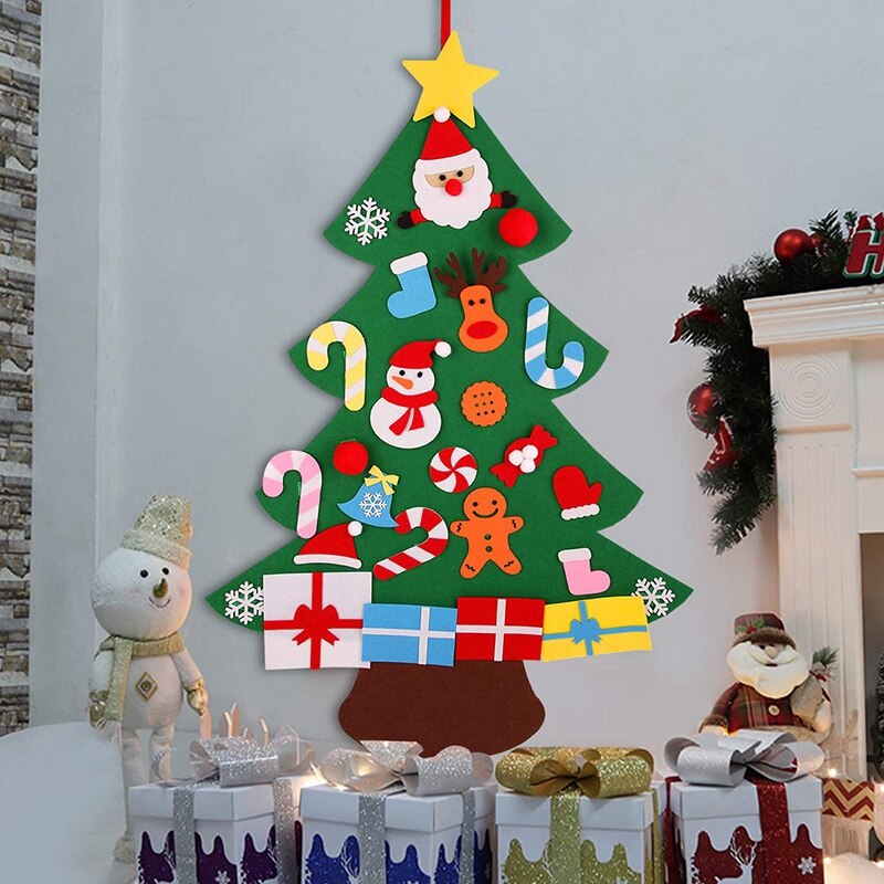 3D Felt Christmas Tree Wall Hanging 3Ft Christmas Tree Set with Ornaments for Kids Xmas DIY Decorations: Default Title