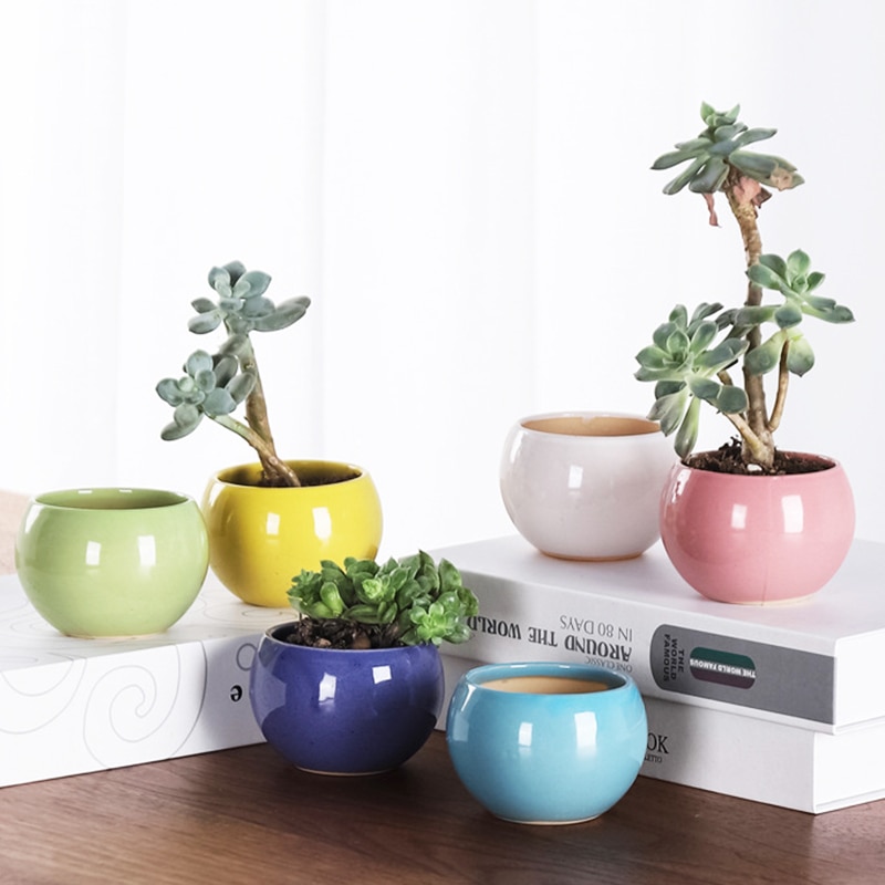 Koreańskie Macarons świeże ceramiczne sukulenty garnki zielone rośliny z otworami małe doniczkowe rośliny kreatywne kryty dekoracja biurka