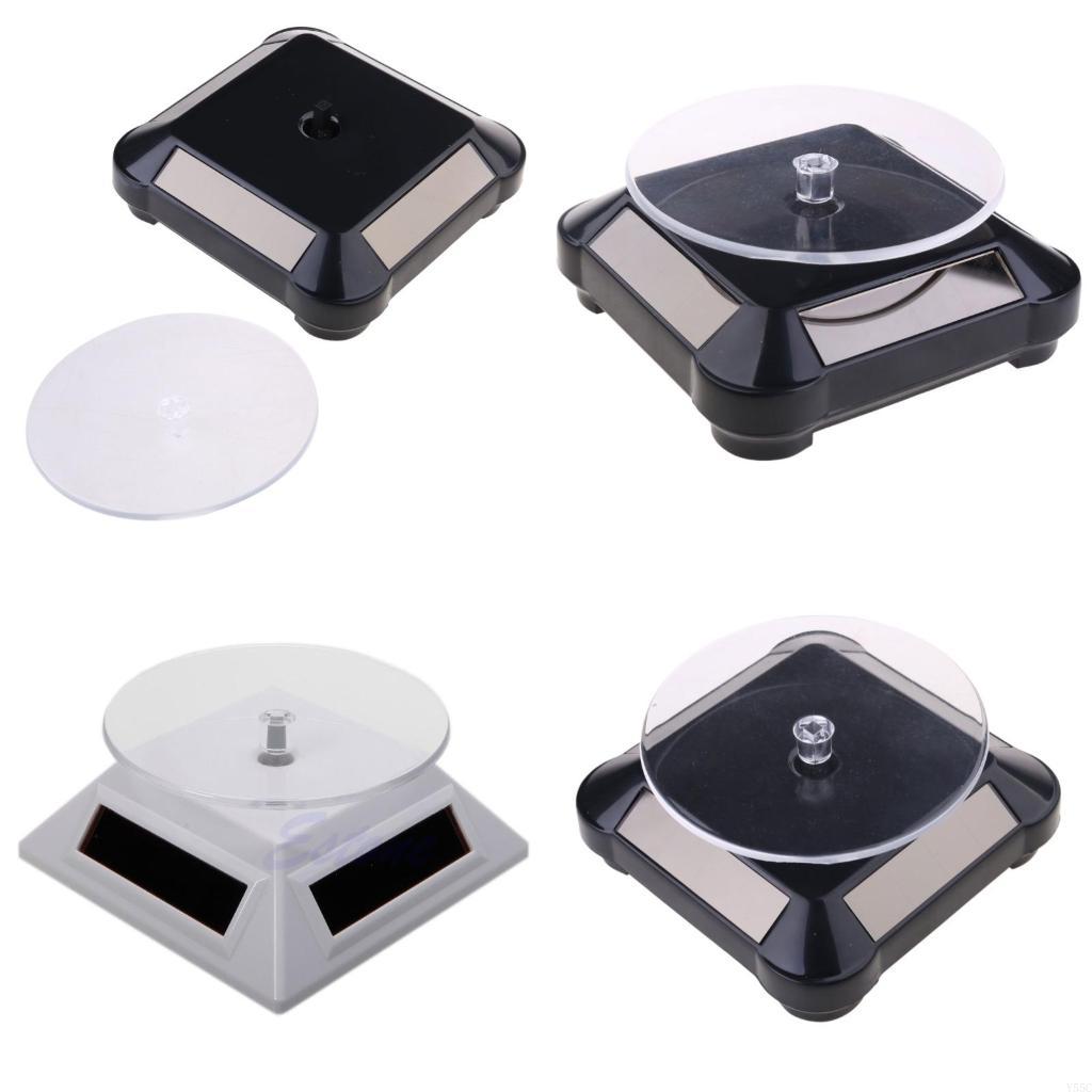 Y55C Turntable 360°Rotating Stand Solar Power Jewelry Spinner Watch Hobby Collection Shelf Rotating Display Multicolor