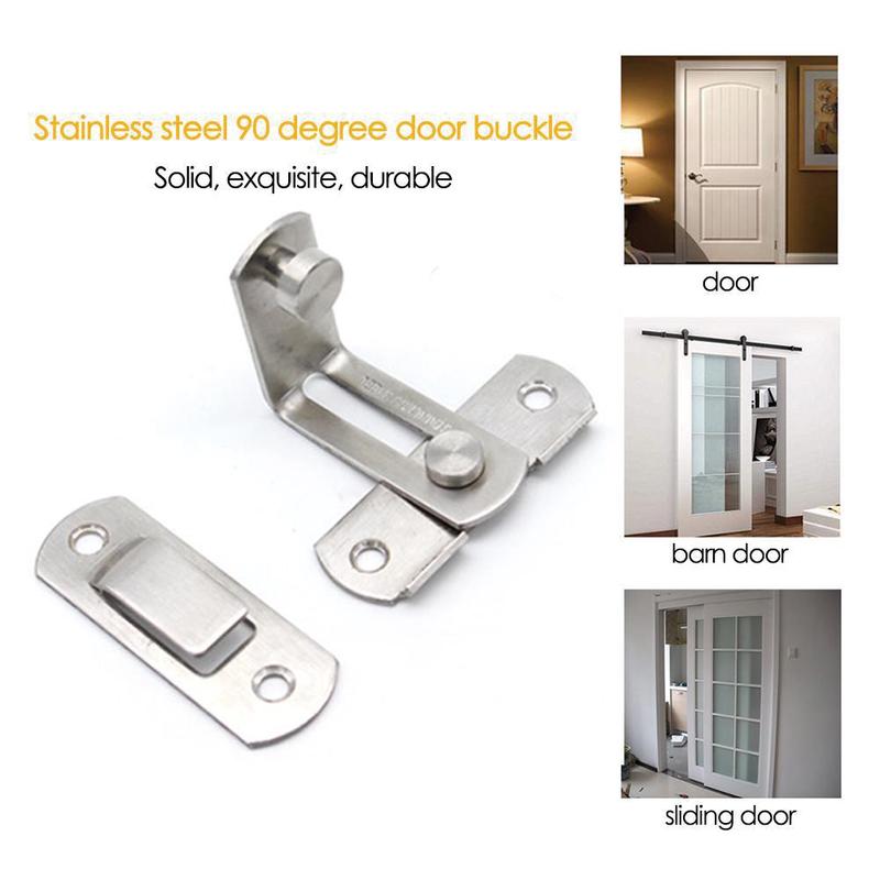 1pc Window Latch Stainless Steel Bolt Door Button Door Sliding Door Degree Lock Anti-theft Door Latch Buckle Lock 90 Buckle J6S1