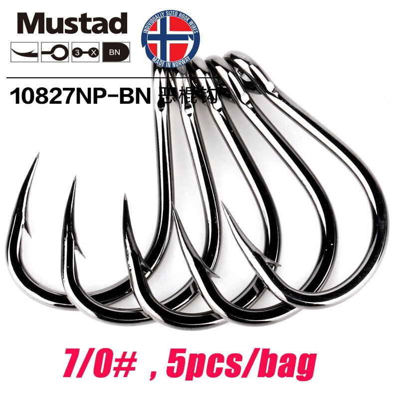 Mustad norge opprinnelse havfiskekrok superkraft stor størrelse sirkel fiskekroker ,1#-12/0#,10827np- mrd: 7-0