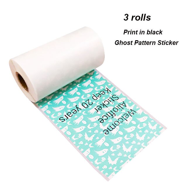 Papier auto-adhésif thermique 57mm, papiers d'étiquettes imprimables pour imprimante de poche M02/M02S/M02Pro, papier Photo autocollant pour iphone: Patterned Sticker C