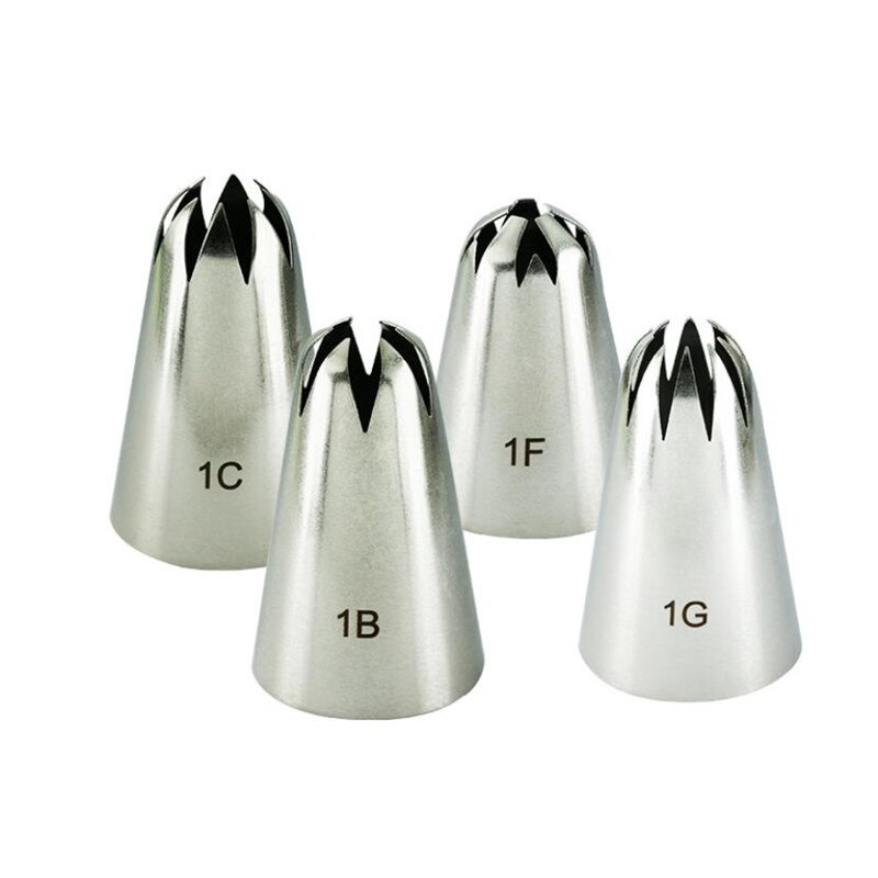 # 1B # 1C # 1E #1G Rvs Piping Nozzles 4Pcs Icing Piping Nozzles Cookie Cupcake pastry Nozzles Cake Decorating Gereedschap