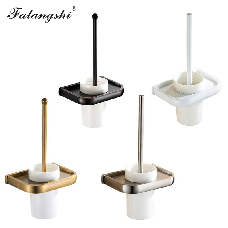 Falangshi Toiletborstelhouder Koper Messing Antiek/Borstel/Wit/Zwart Badkamer Accessoires Wandmontage WB8700