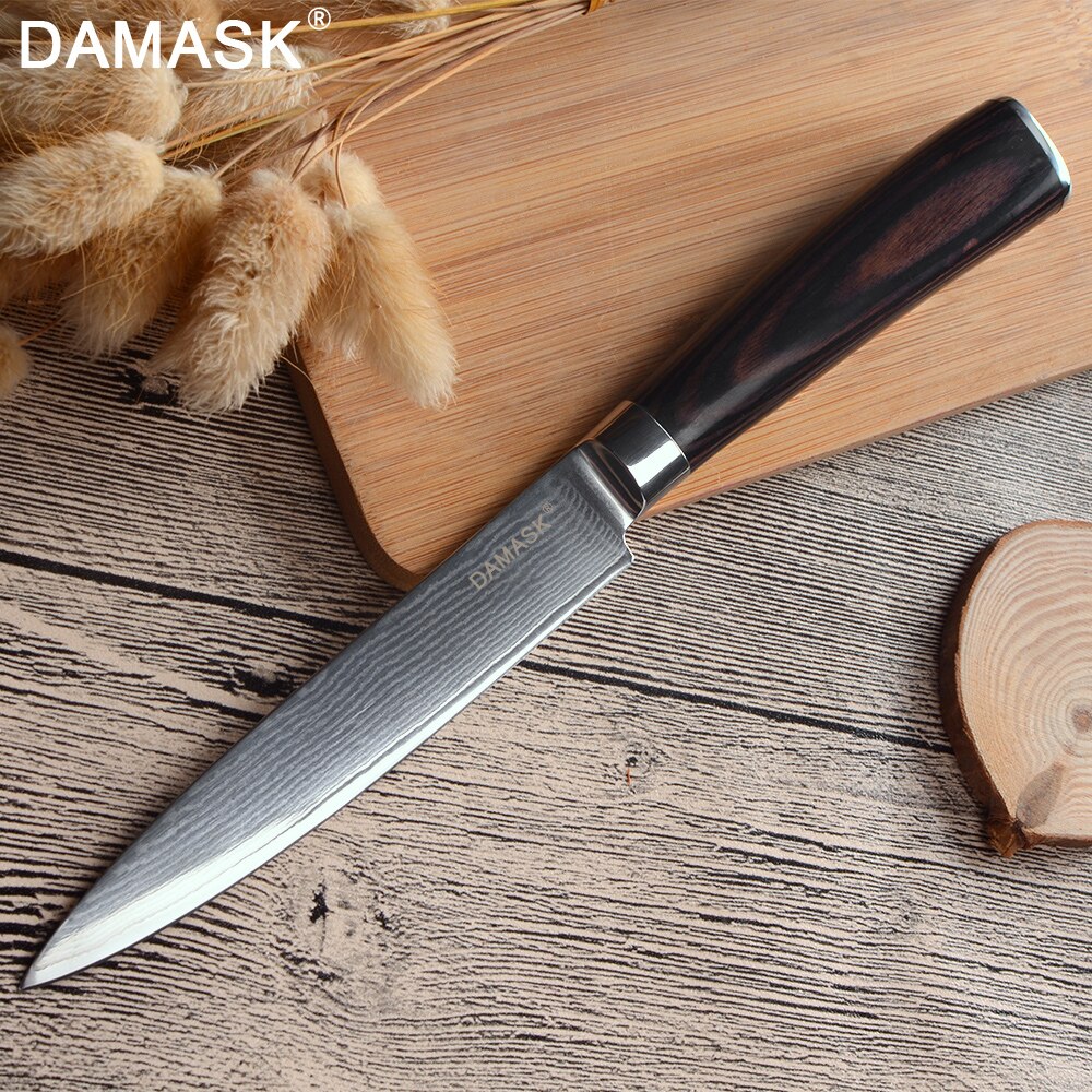 DAMASK Santoku Damascus Steel Knife High Hardness G10 Color Wood Handle Japan Kitchen Knives Meat Cleaver Slicing Chef Knives