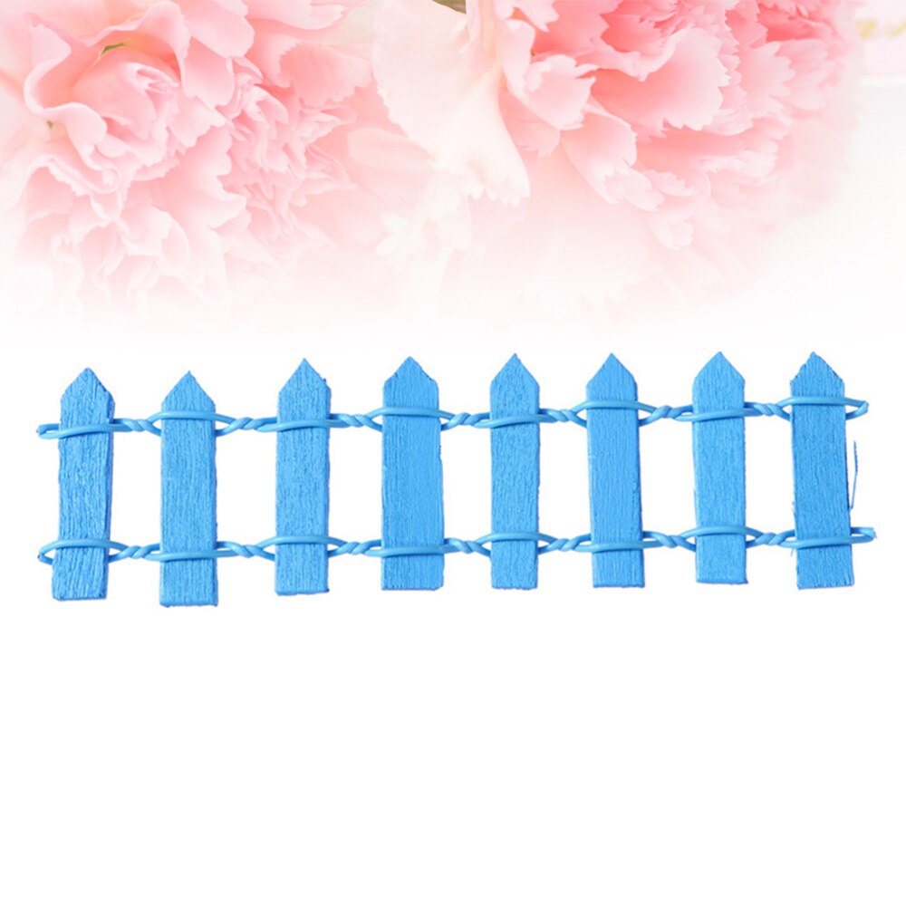 10Pcs Mini Small Wood Fence DIY mini house Fairy Garden Micro Plant Pot Decor Bonsai Terrarium Ornament ): Blue
