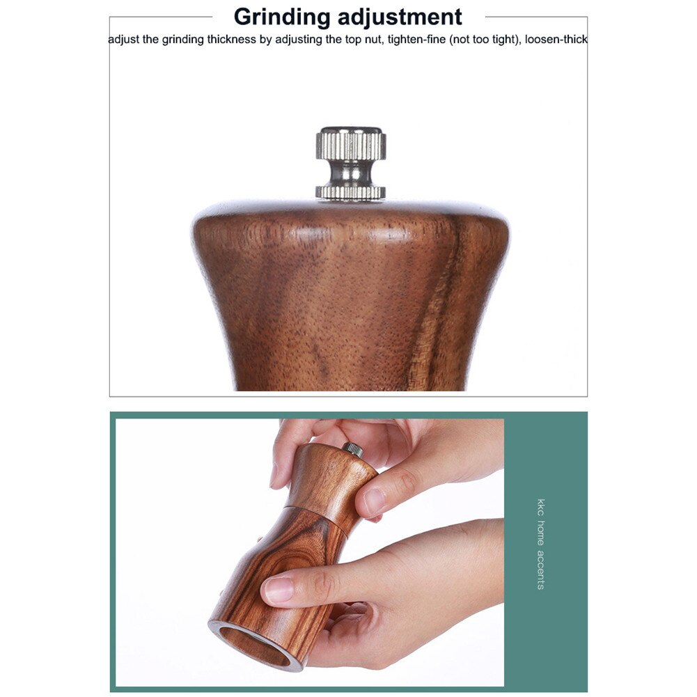 Wooden salt and pepper grinder adjustable wooden salt pepper grinder salt shaker kitchen tool