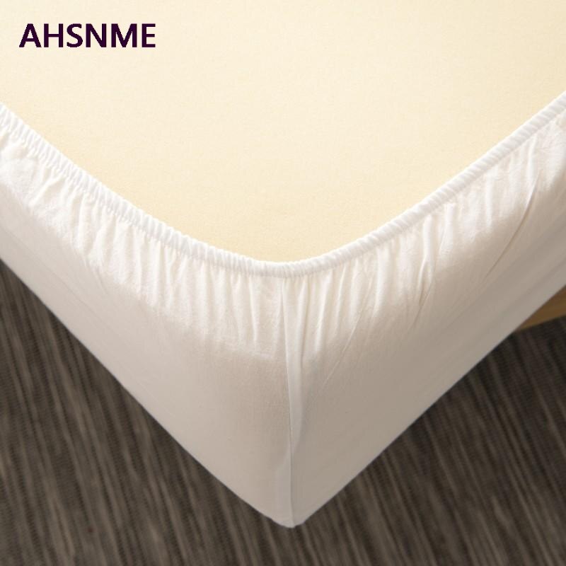 AHSNME 100% sábanas de algodón Super suave ropa de cama Cool verano Blanco Simple sábana súper ajustada 90-180x200cm