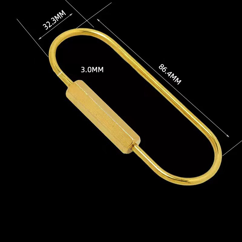 Brass Keychain Minimalist Thread Buckle Screw Key Ring Retro Copper Car Key Ring: Light Gold
