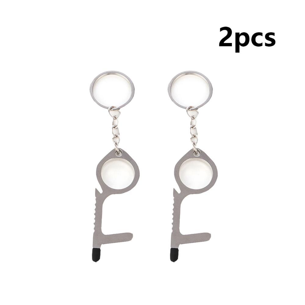 no touch keyElevator avoid touch tool key edc tool safety protection hygiene hand tool contactless handles door tool: Silver 2pc