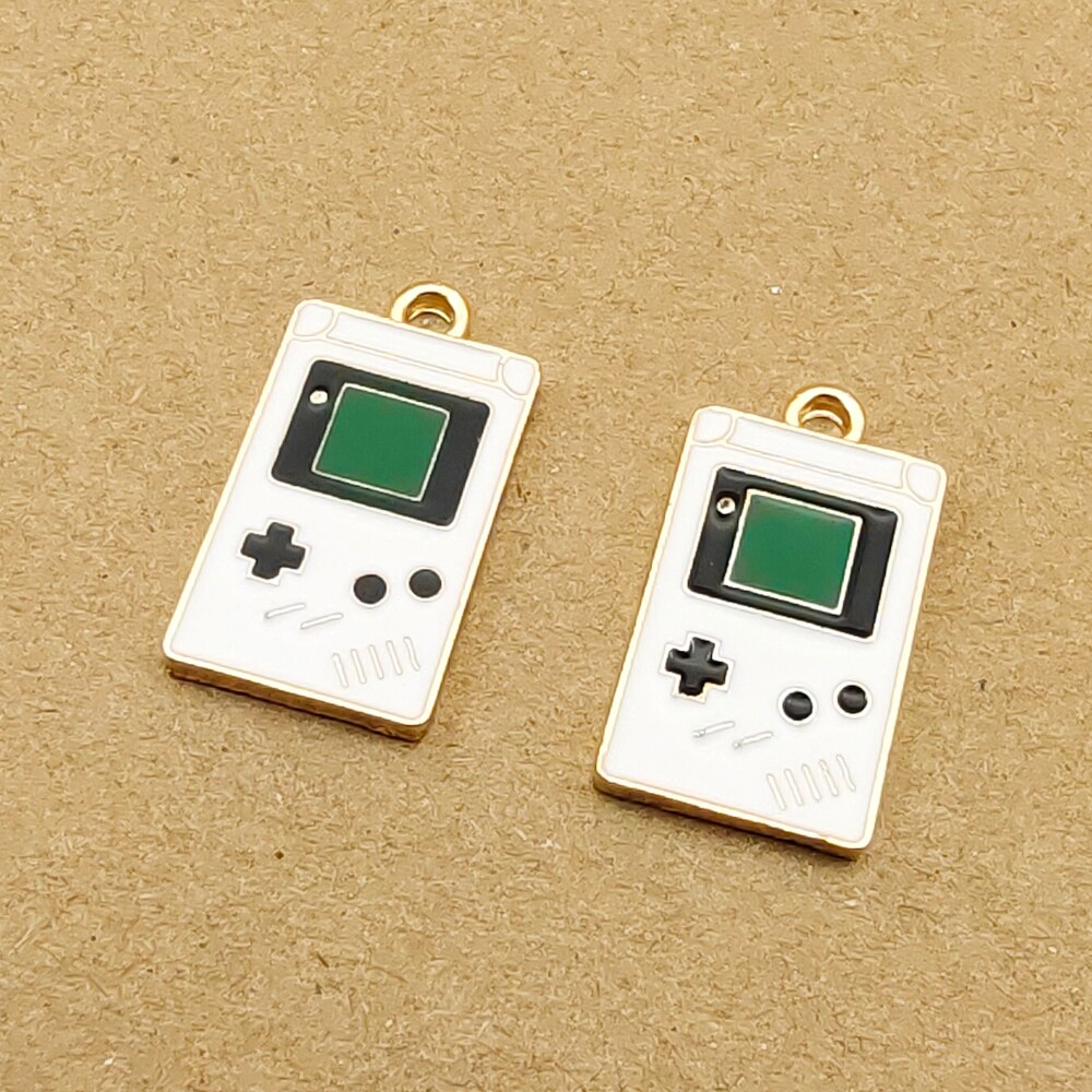 10pcs 19x24mm playing game machine enamel charm for jewelry making cute earring pendant bracelet necklace charms diy charms