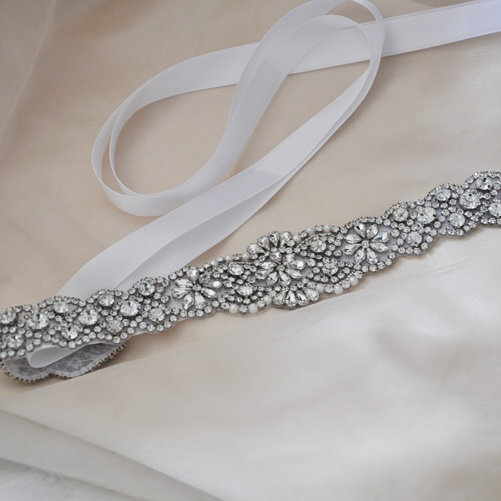 Zms 161c bryllupsbælte rhinestone sølv skærf brudekjoler bæltetilbehør håndlavet rhinestone bælte til aftenfest