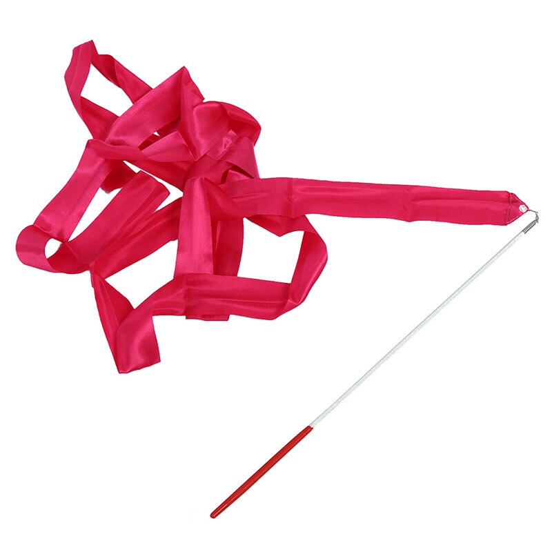 Danse ruban gymnastique rythmique Streamer tige bâton virevoltant fête chinois nouvel an-rose rouge