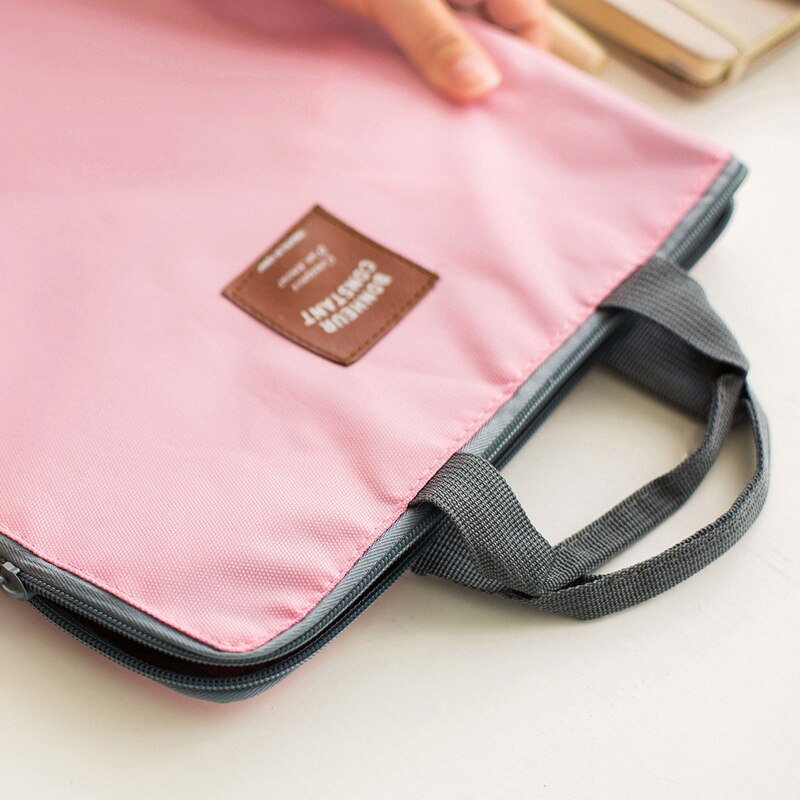 Korean Zipper A4 Big Capacity Document Bag Men Women Simple Solid Office Business Brifcase Storage File Folder