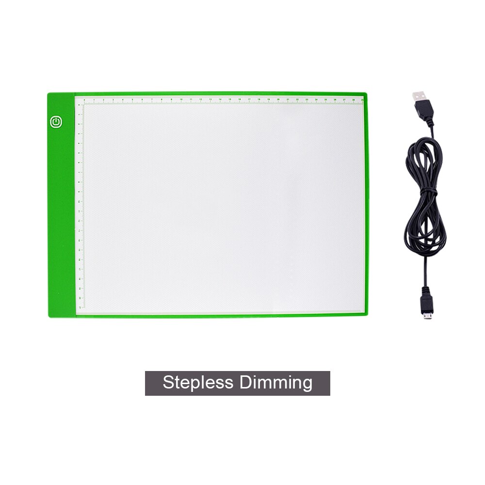 CHIPAL Scale A4 LED Drawing Tablet Digital Graphics Tablets Electronics USB Dimming Light Box Graphic Art Writing Copy Board: Green Scale Stepless