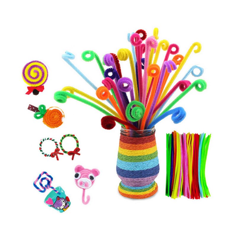 SAIZHI 100PCS Farbige Tops Haar Wurzel Verdreht Stäbe Kindergarten kinder Kreative Handarbeit DIY Machen Pädagogisches Spielzeug SZ3636