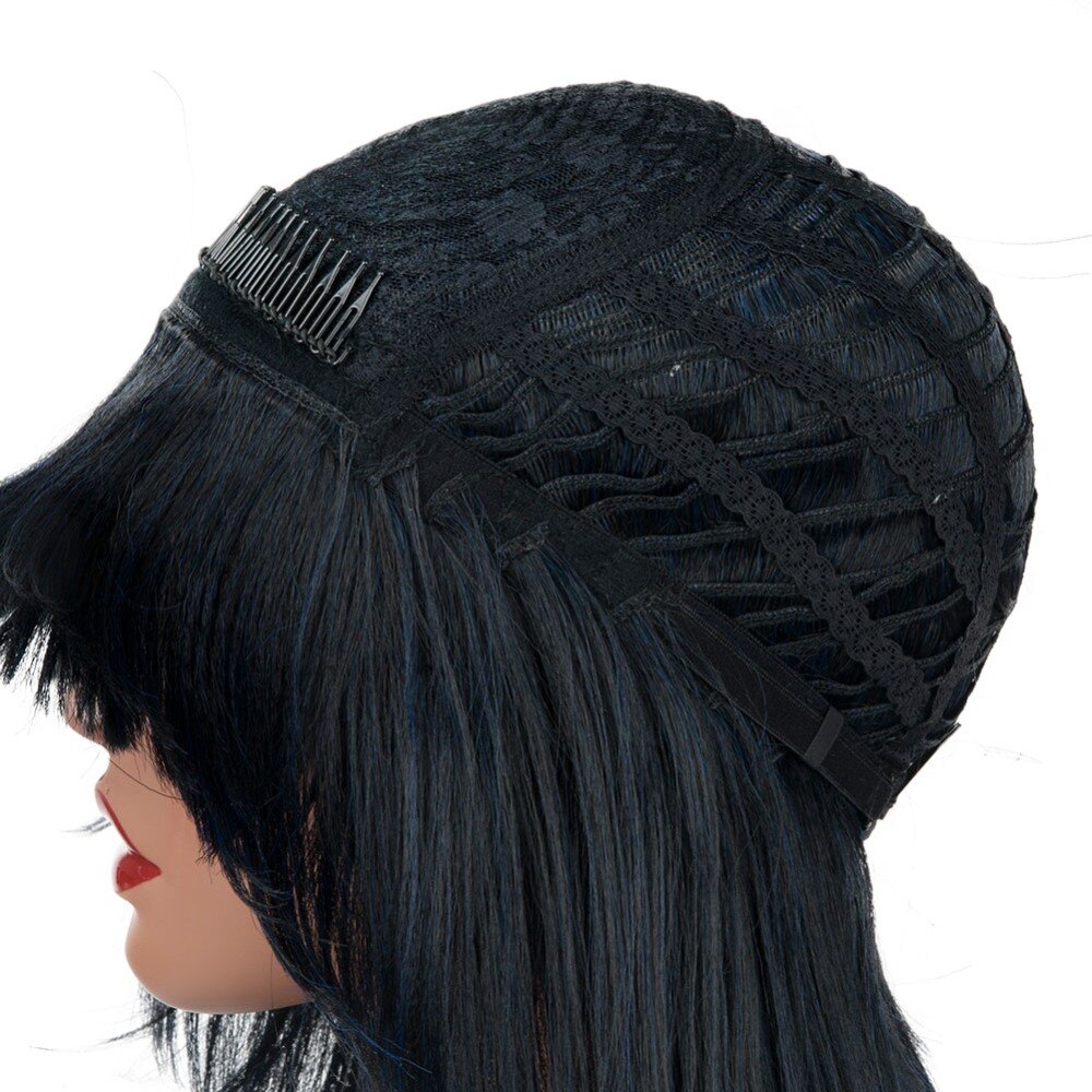 Short Bob Wigs With Bang Synthetic Hair Wig For Women Natural Black Purple Artifical Costume Party Halloween