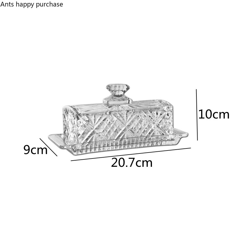 Beurrier en verre de cristal, plat à beurre rectangulaire avec couvercle, boîte à beurres, bol à beurrier, plat à Dim Sum, plat à gâteau, assiette à Dessert