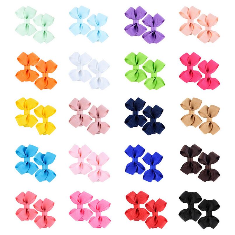 40 Pieces 20 Colors in Pairs Baby Girls Fully Lined Hair Pins Tiny Hair Bows Alligator Clips for Little Girls Infants Toddler