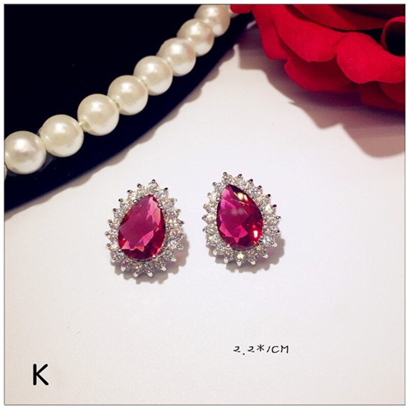 S925 Sterling Silber Tropfen Ohrringe Für Frauen Ohr Studs Feine Schmuck Luxus Red Zirkonia Temperament Brincos: K