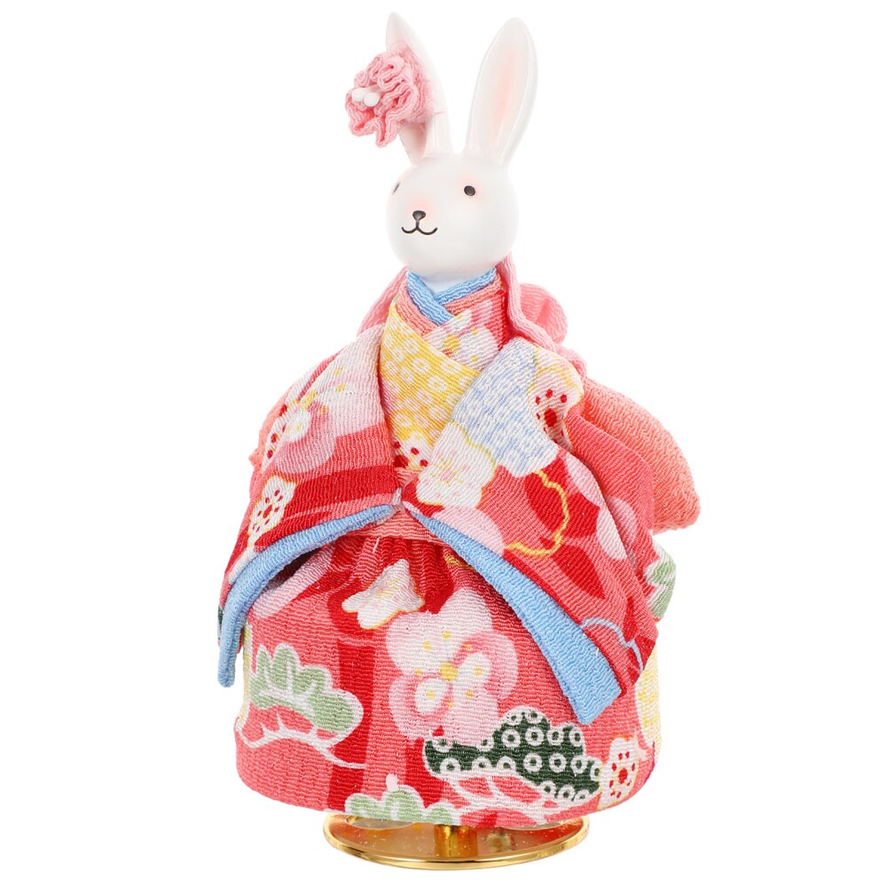 1pc Japanese Kimono Rabbit Box Rotating Box Adornment for Home: Pink