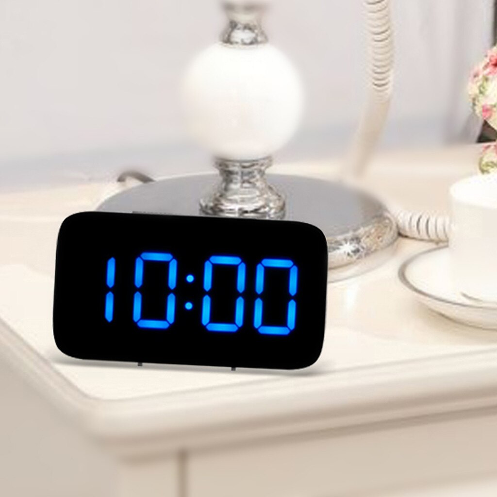 Digital LED Alarm Clock Large Screen Snooze Battery Powered Voice Control Clocks