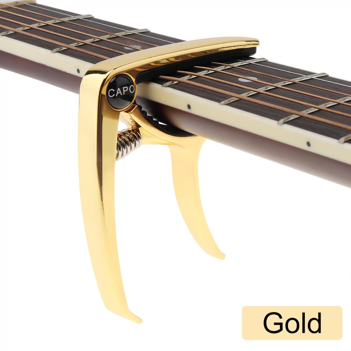 Aluminium Metal Houtnerf Gitaar Capo Quick Change Clamp Key Akoestische Klassieke Gitaar Capo Voor Tone Aanpassen: gold