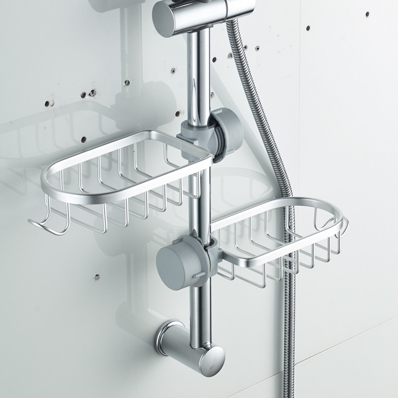 Badkamerplank aluminium enkellaags douchestang shampoo zeep opbergrek waterkraan verstelbare afvoermand keukenaccessoires