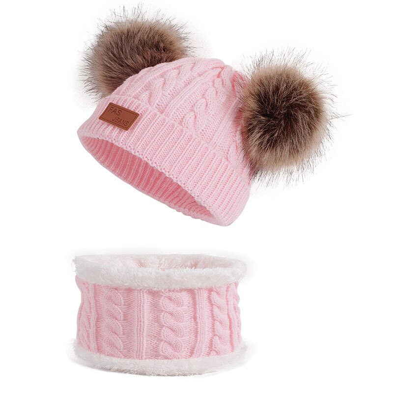 6-36 Months Girlsl Knitted Beanie Hat Scarf Two Piece Set Solid Winter Warm Toddler Children Ear Protection Girl Hat Scarves