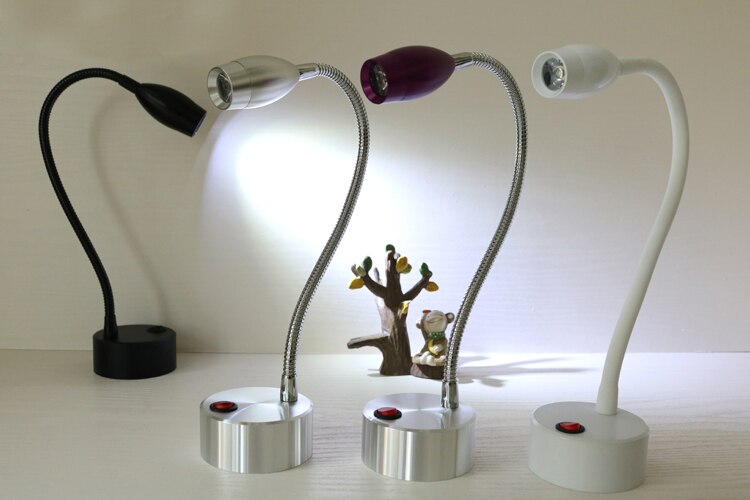 Flexible Pipe 3W LED Desk Portable Light Battery-Powered Picture Lamp Fixture Wireless Spotlight Button Cabinet Jewelry store